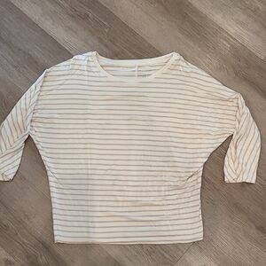 Tahari Striped White and Tan Women's Top